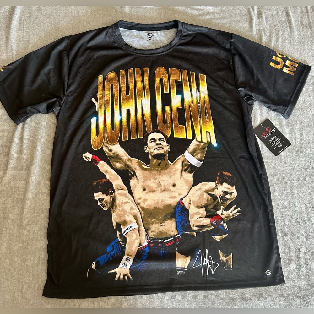 John Cena WWE Black Graphic Crew Neck Tee, Shirt Men’s Size XL ProSphere GOAT